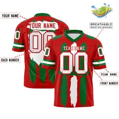 Red Kelly Green and White Graffiti Flag Football Jersey 2