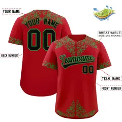 Red Kelly Green Baroque Style Baseball Jersey 2