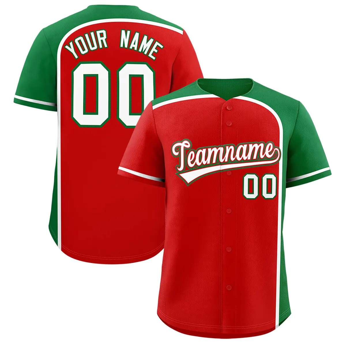 Red Kelly Green Color Block Authentic Baseball Jersey