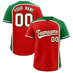 Red Kelly Green Color Block Authentic Baseball Jersey 1