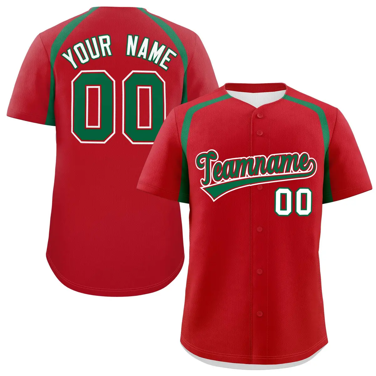 Red Kelly Green Color Block Authentic Baseball Jersey