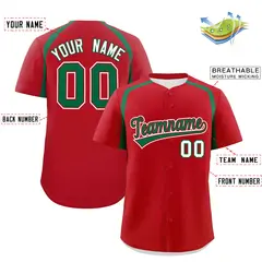 Red Kelly Green Color Block Authentic Baseball Jersey 2