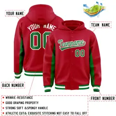 Red Kelly Green Color Block Varsity Letterman Jacket Hoodie 4