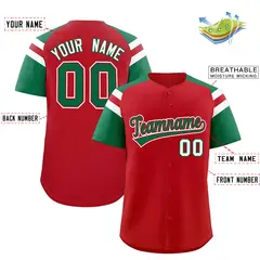 Red Kelly Green Contrast Raglan Baseball Jersey 2