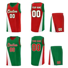 Red Kelly Green Diagonal Two-Line Color Block Basketball Jersey 2