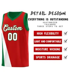 Red Kelly Green Diagonal Two-Line Color Block Basketball Jersey 3