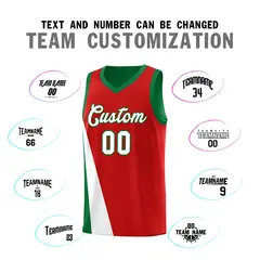 Red Kelly Green Diagonal Two-Line Color Block Basketball Jersey 4