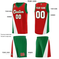 Red Kelly Green Diagonal Two-Line Color Block Basketball Jersey 5