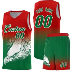 Red Kelly Green Eagle Graffiti Pattern Basketball Jersey