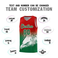 Red Kelly Green Eagle Graffiti Pattern Basketball Jersey 2