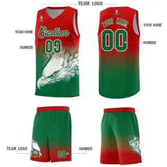 Red Kelly Green Eagle Graffiti Pattern Basketball Jersey 3