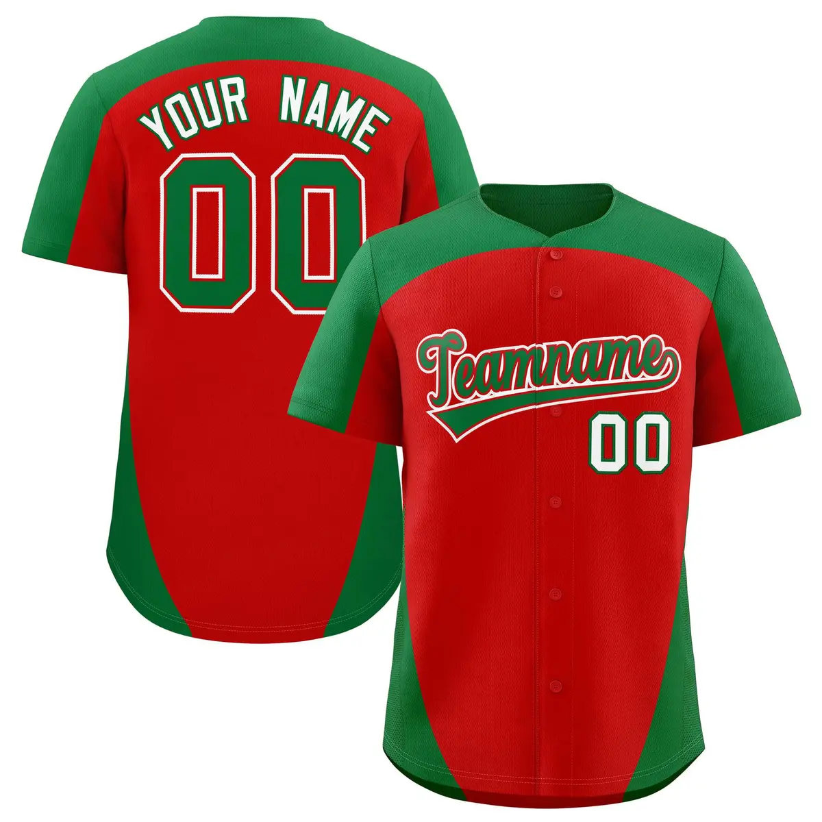 Red Kelly Green Edge Color Block Authentic Baseball Jersey