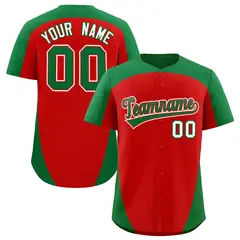 Red Kelly Green Edge Color Block Authentic Baseball Jersey 1