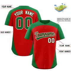 Red Kelly Green Edge Color Block Authentic Baseball Jersey 2