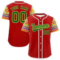 Red Kelly Green Gold Graffiti Mexican Style Baseball Jersey