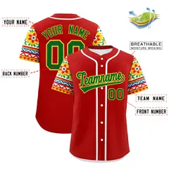 Red Kelly Green Gold Graffiti Mexican Style Baseball Jersey 3