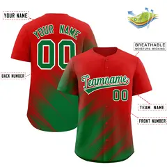 Red Kelly Green Gradient Diagonal Stripe Baseball Jersey 2