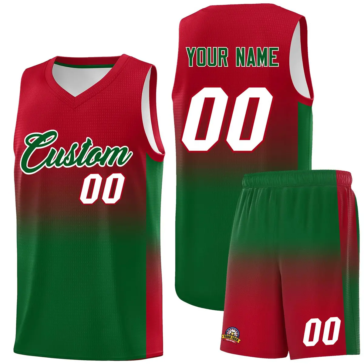 Red Kelly Green Gradient Fashion Basketball Jersey
