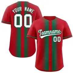 Red Kelly Green Gradient Lapel Fashion Baseball Jersey