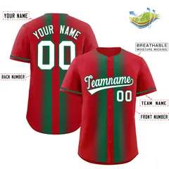 Red Kelly Green Gradient Lapel Fashion Baseball Jersey 2