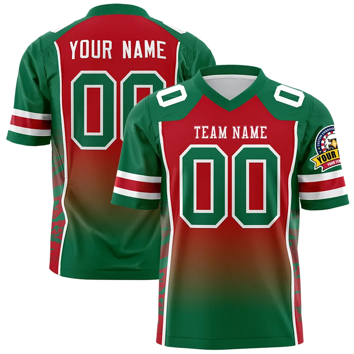 Red Kelly Green Gradient Side Pattern Football Jersey