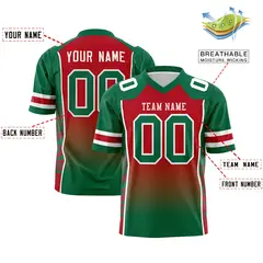 Red Kelly Green Gradient Side Pattern Football Jersey 2
