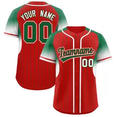 Red Kelly Green Gradient Stripe Sleeves Baseball Jersey