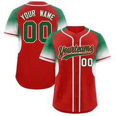 Red Kelly Green Gradient Stripe Sleeves Baseball Jersey 1