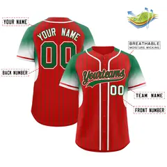 Red Kelly Green Gradient Stripe Sleeves Baseball Jersey 2