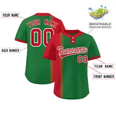 Red Kelly Green Gradient Stripe Two-Button Softball Jersey 2