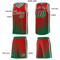 Red Kelly Green Graffiti Splash Basketball Uniforms 5