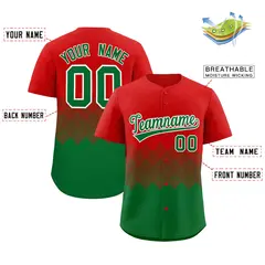 Red Kelly Green Grid Blur Pattern Baseball Jersey 2