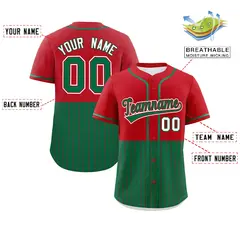 Red Kelly Green Half Stripe Authentic Baseball Jersey 2