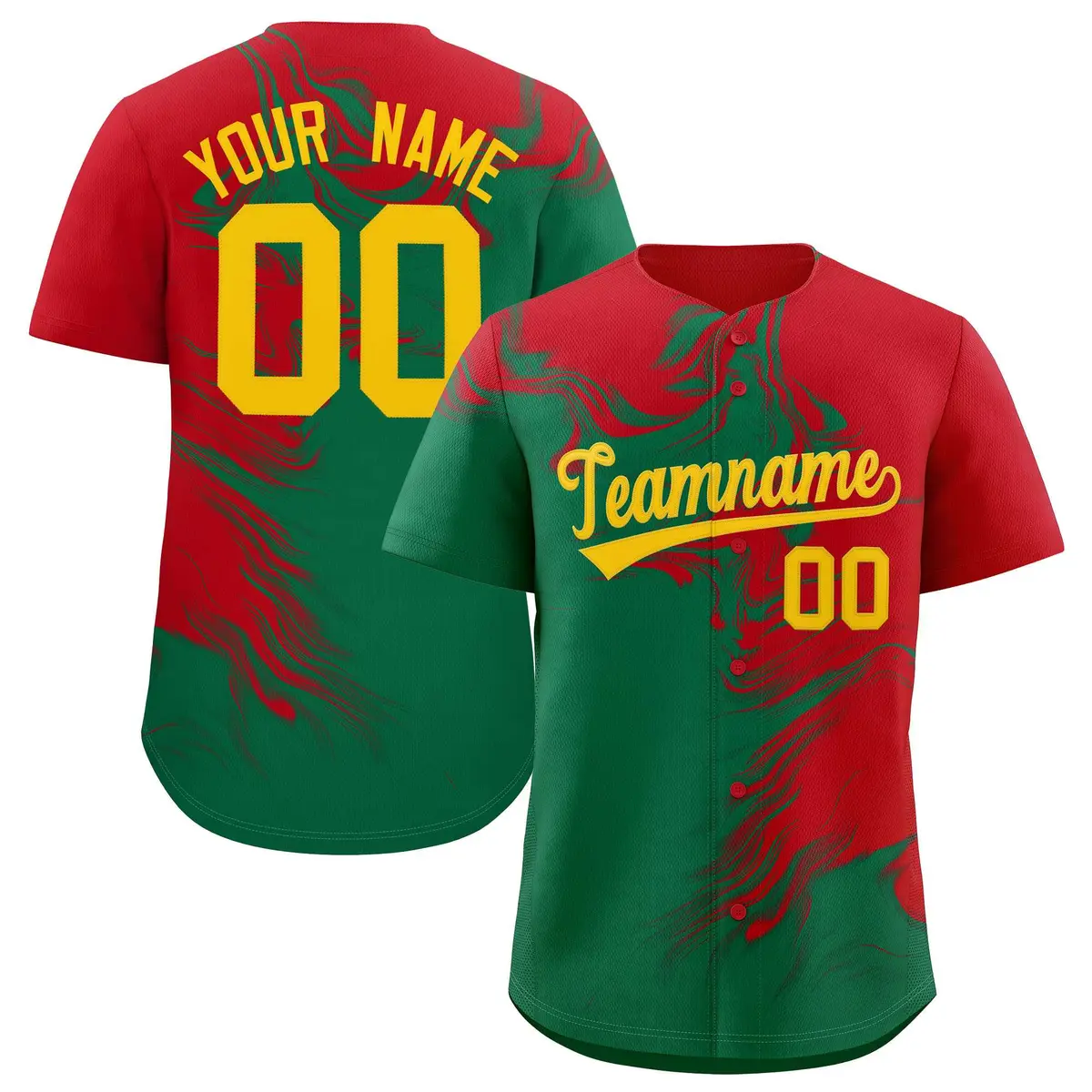 Red Kelly Green Ink Pattern Authentic Baseball Jersey