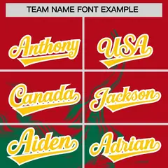 Red Kelly Green Ink Pattern Authentic Baseball Jersey 3