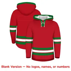 Red Kelly Green Lace-Up Neck Hockey Hoodie Classic Style 7
