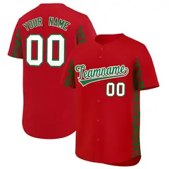 Red Kelly Green Leopard Graffiti Side Design Baseball Jersey 1