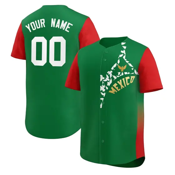 Red Kelly Green Mexico Eagle Graffiti World Cup Baseball Jersey