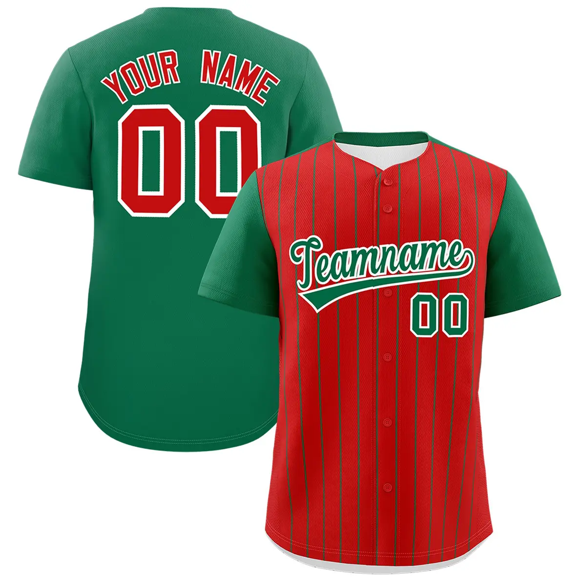 Red Kelly Green Pinstripe Two-Tone Authentic Baseball Jersey