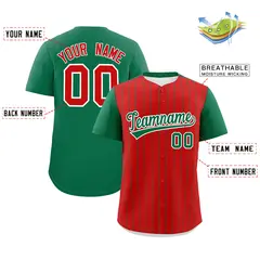 Red Kelly Green Pinstripe Two-Tone Authentic Baseball Jersey 2