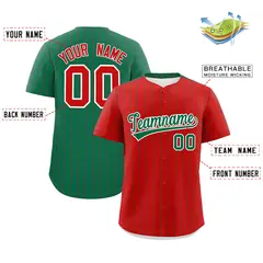 Red Kelly Green Pinstripe Two-Tone Authentic Baseball Jersey 2