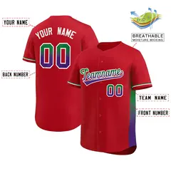 Red Kelly Green-Purple Gradient Font Side Baseball Jersey 2