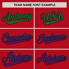 Red Kelly Green-Purple Gradient Font Side Baseball Jersey 3