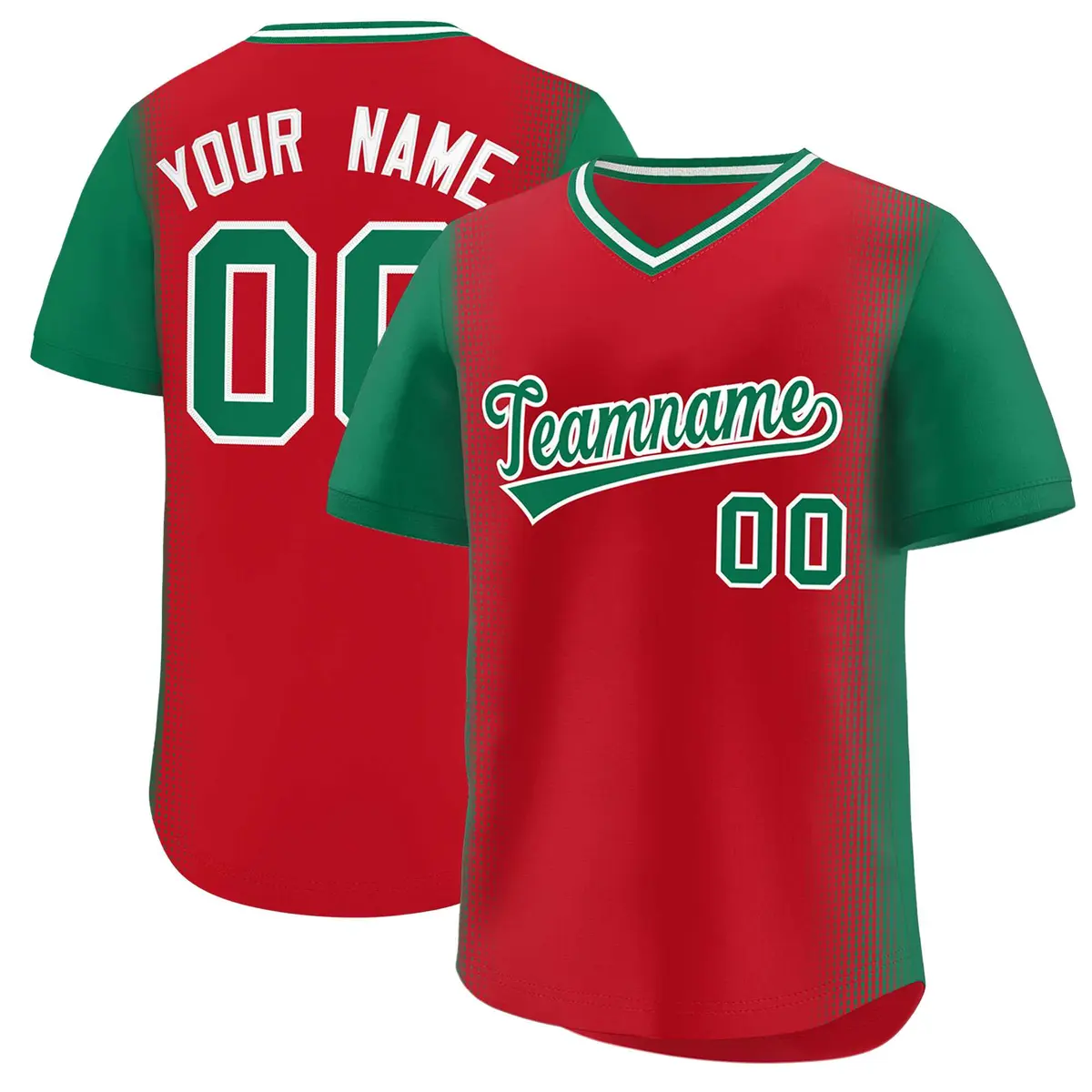 Red Kelly Green Raglan Pullover Baseball Jersey
