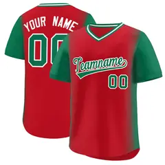 Red Kelly Green Raglan Pullover Baseball Jersey 1
