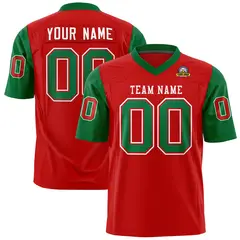 Red Kelly Green Raglan Sleeves Authentic Football Jersey 1