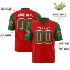 Red Kelly Green Raglan Sleeves Authentic Football Jersey 2