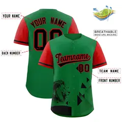 Red Kelly Green Raptor Series Raglan Baseball Jersey 2