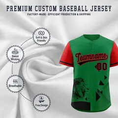 Red Kelly Green Raptor Series Raglan Baseball Jersey 3