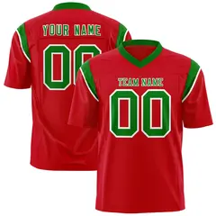 Red Kelly Green Shoulder Cut Two-Tone Flag Football Jersey 1